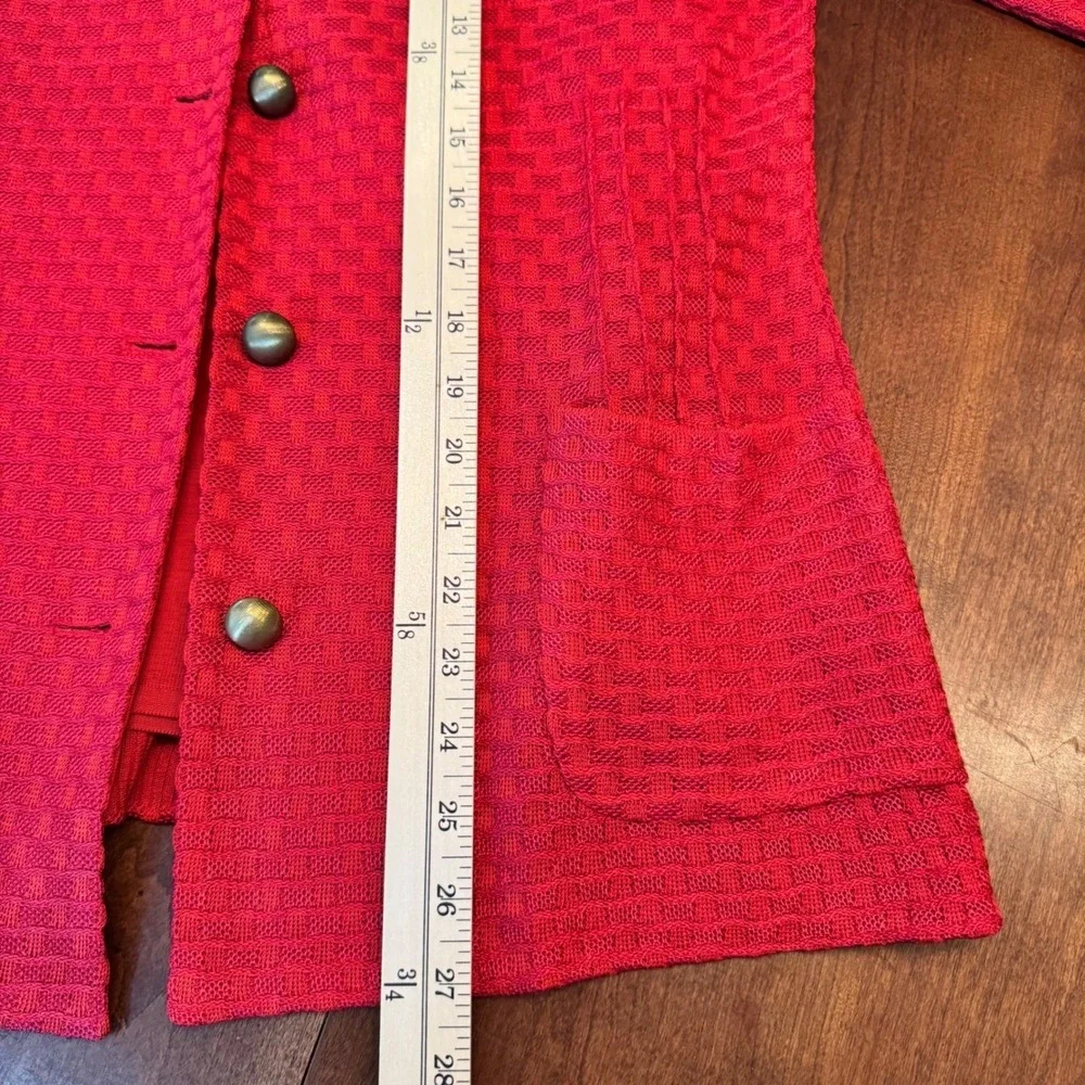 Misook Knit Jacket Tank Set Women Medium Red Excellent Button Front Professional